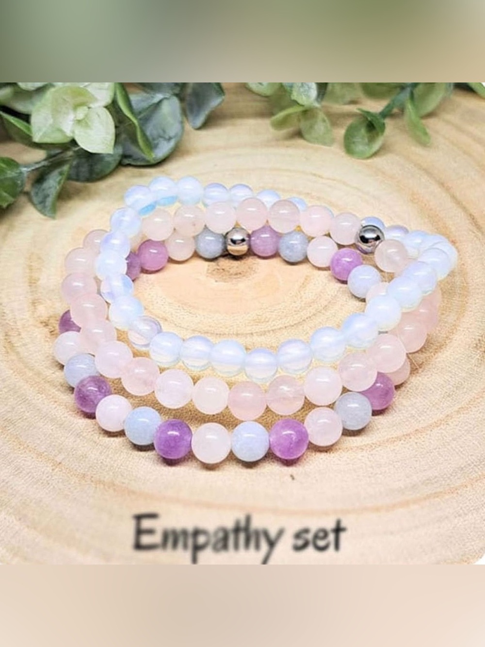 Empathy Women's Multi-Stone Beaded Bracelet Set - Pink & Purple